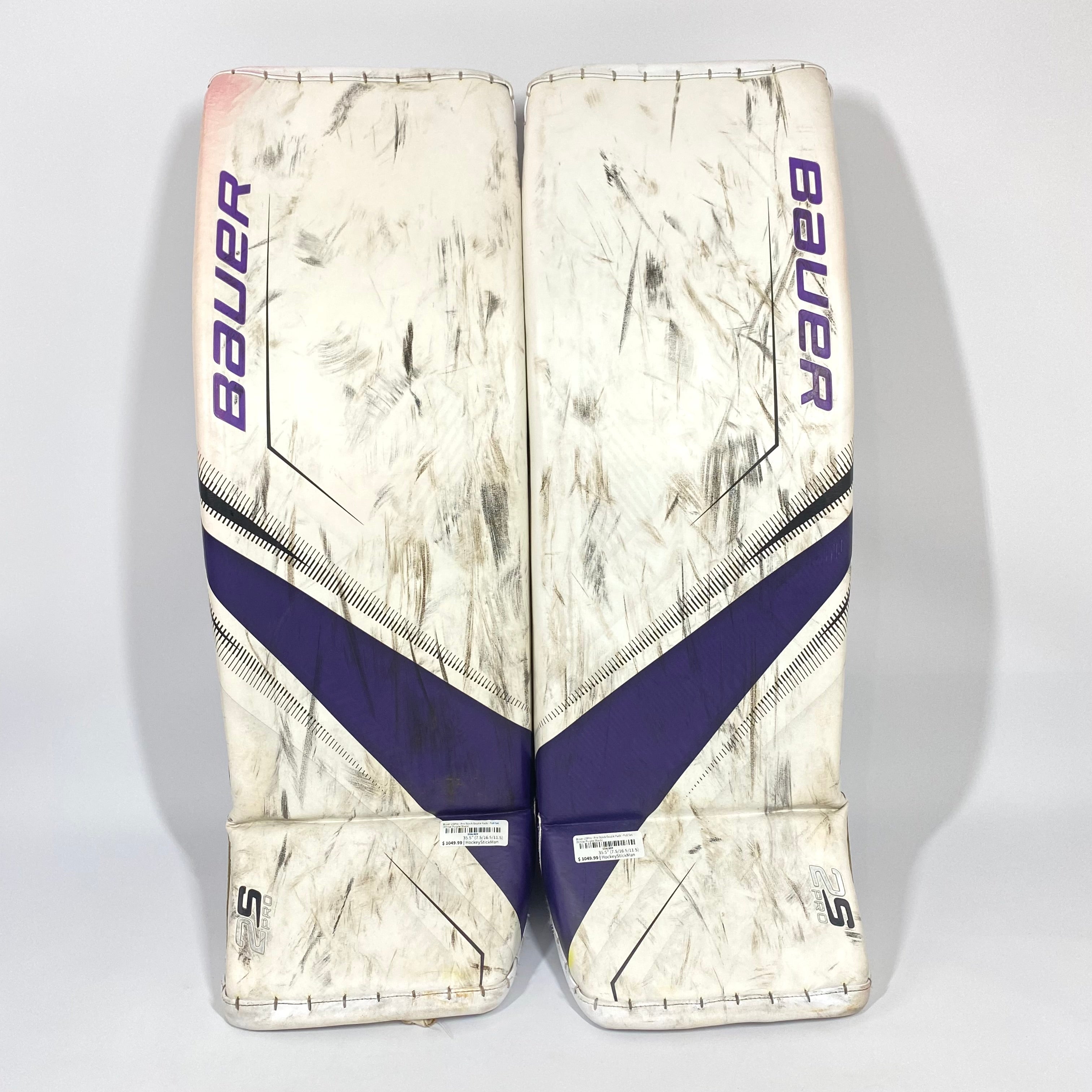 Bauer Supreme 2S Pro - Used Pro Stock Goalie Pads - Full Set (White/Purple/Black)
